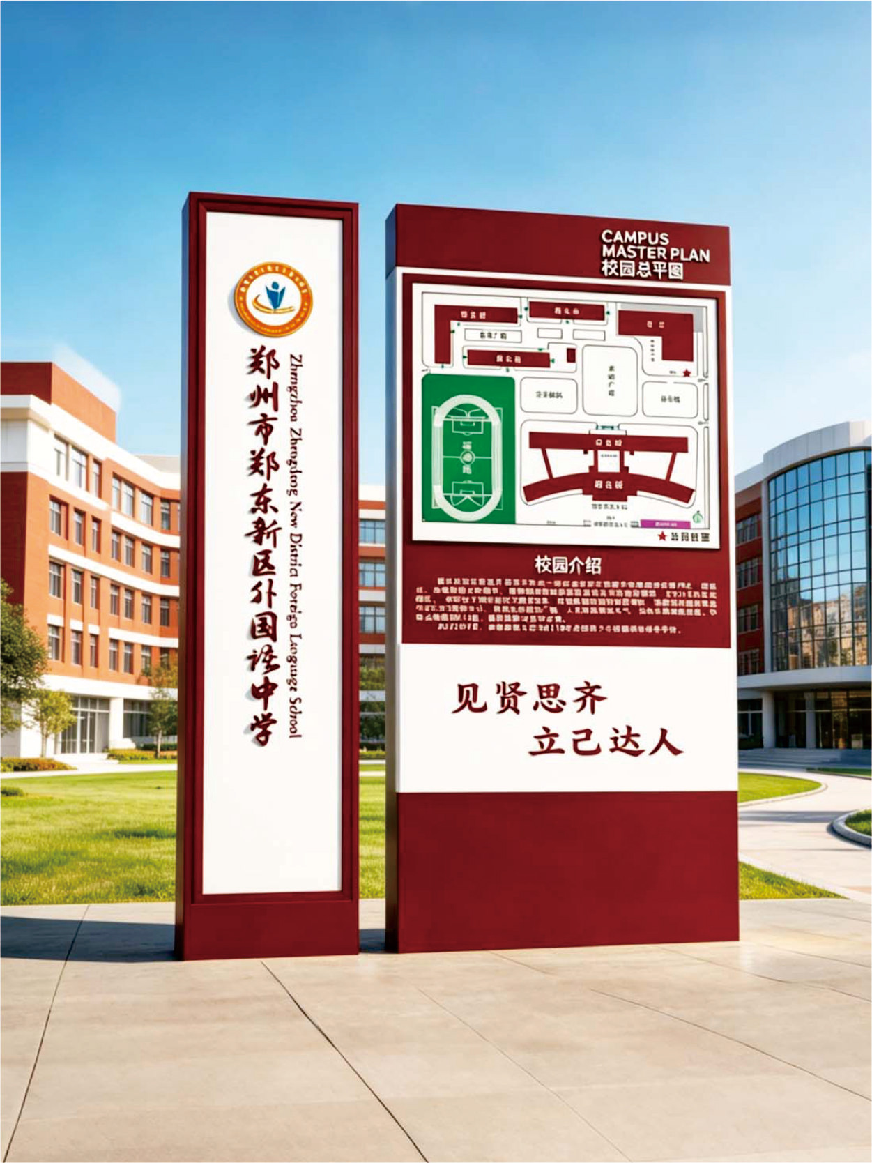 前期标识为外国语中学提供的标识导视系统